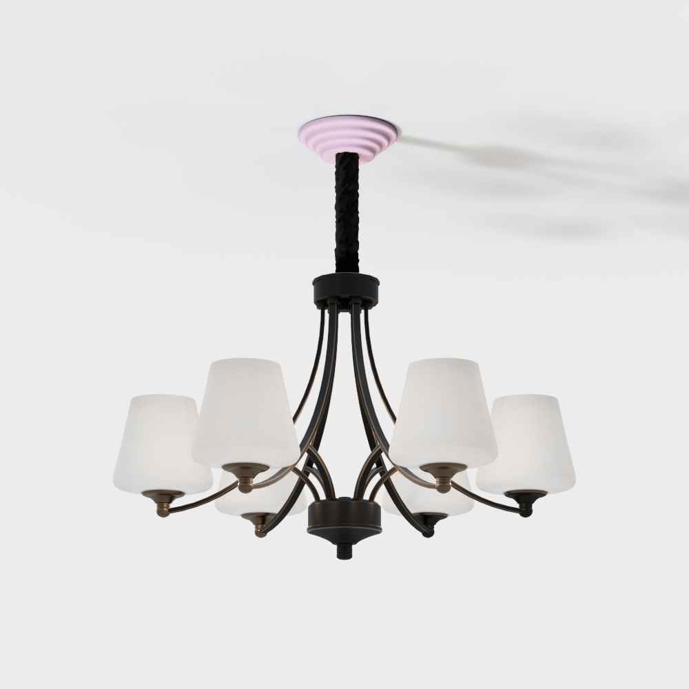 Elegant Low-Poly Chandelier 3D Model – Black Metal Design