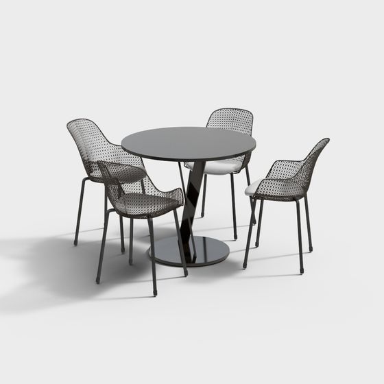 Minimalist Round Table and Chair 3D model