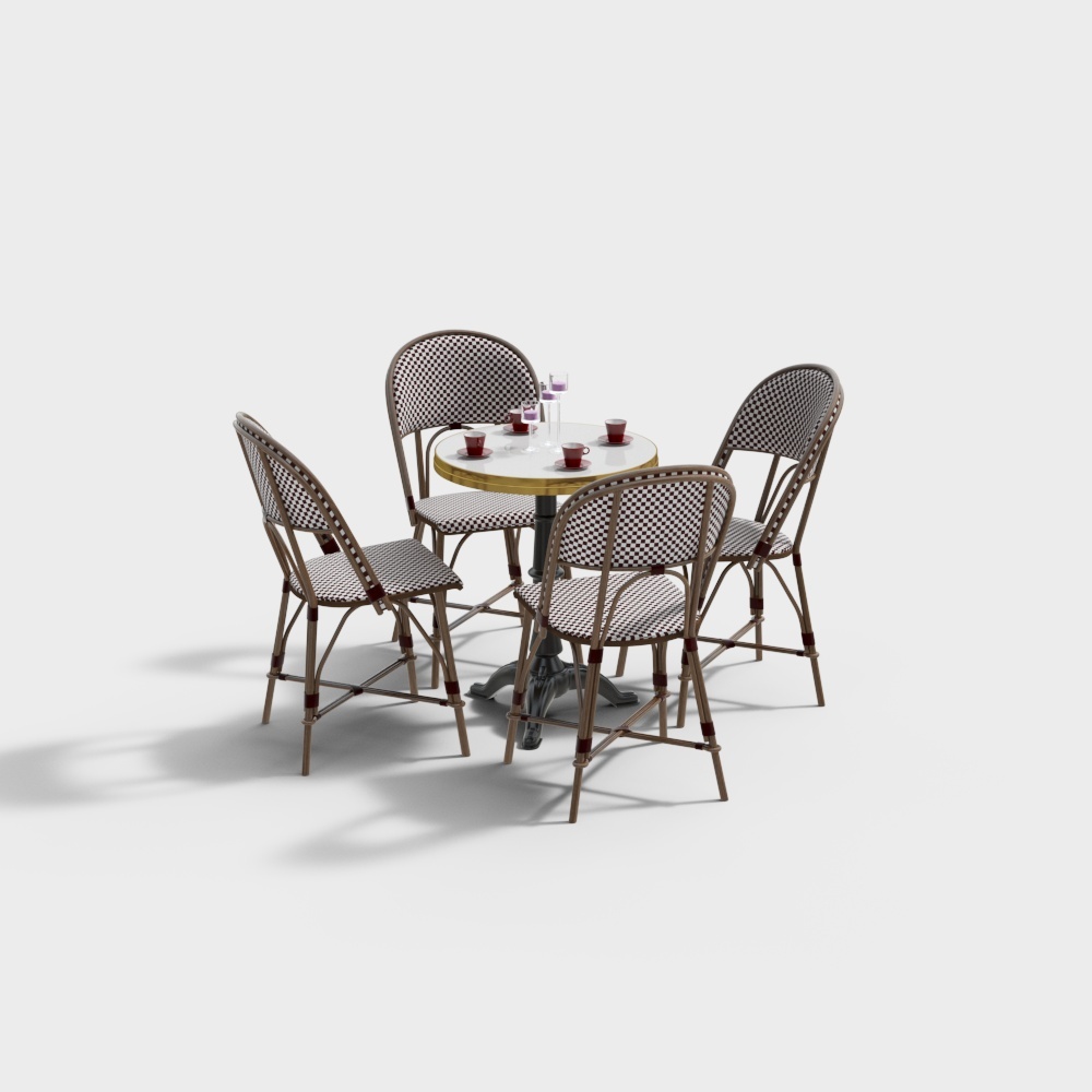 Vintage Café Table and Chair 3D model