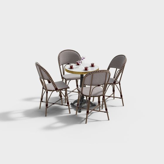 Vintage Café Table and Chair 3D model