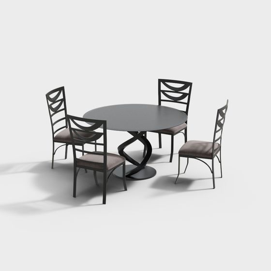 Modern Minimalist Dining Table and Chairs 3D model