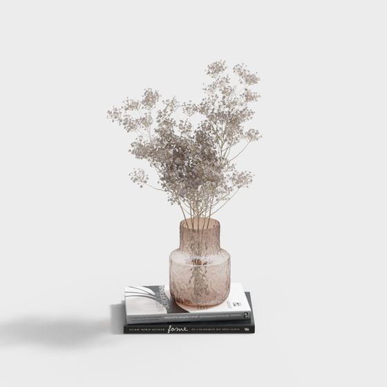 Glass Vase with Dried Flowers 3D model