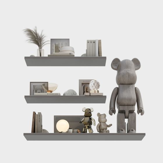 Elegant Gray Shelf 3D model for Modern Design