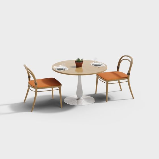 Round Table and Chairs 3D Model