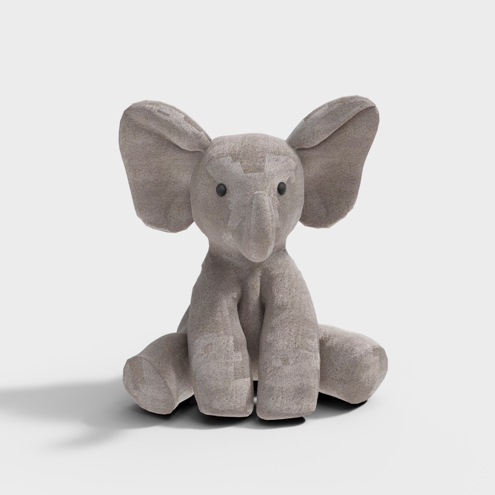 Charming Low-Poly Elephant 3D Model – Grayish-Brown Texture