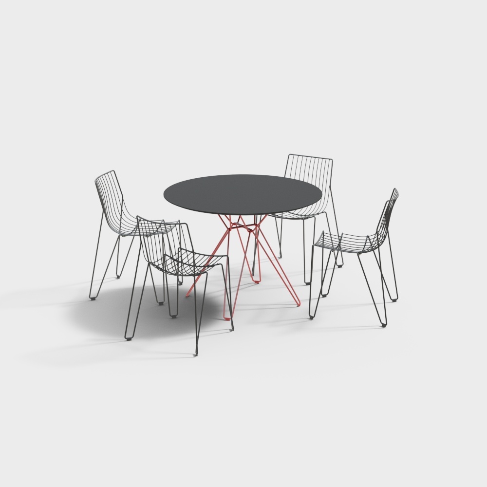 Low-Poly Round Table and Chairs 3D Model – Modern Design