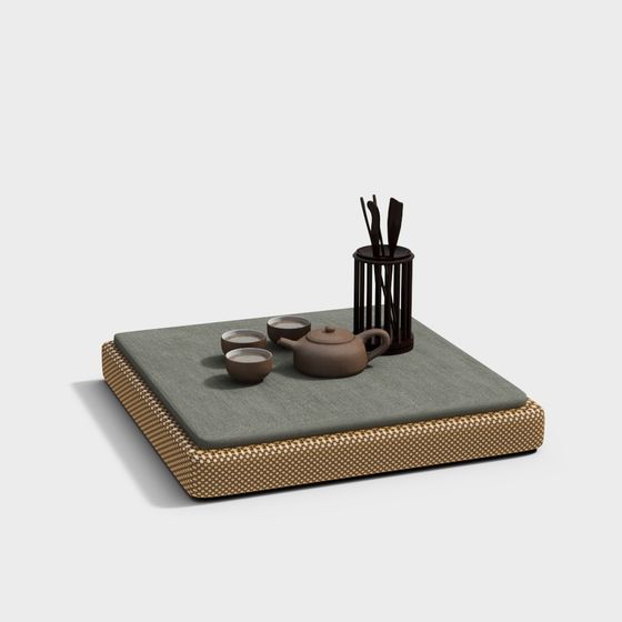 Elegant 3D Tea Set Model for Tranquil Spaces