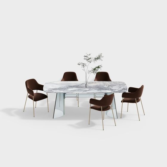 Urban Living Room Dining Table and Chairs Set 3D model