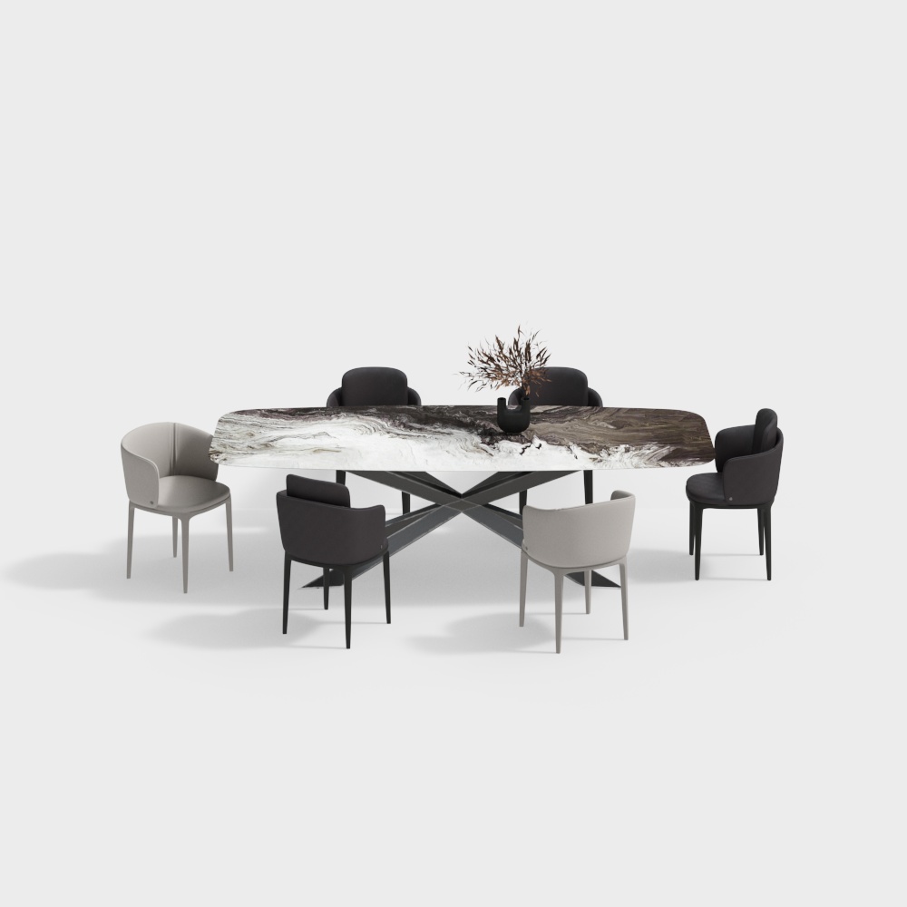 Modern Dining Set - Marble Dining Table Chair Set