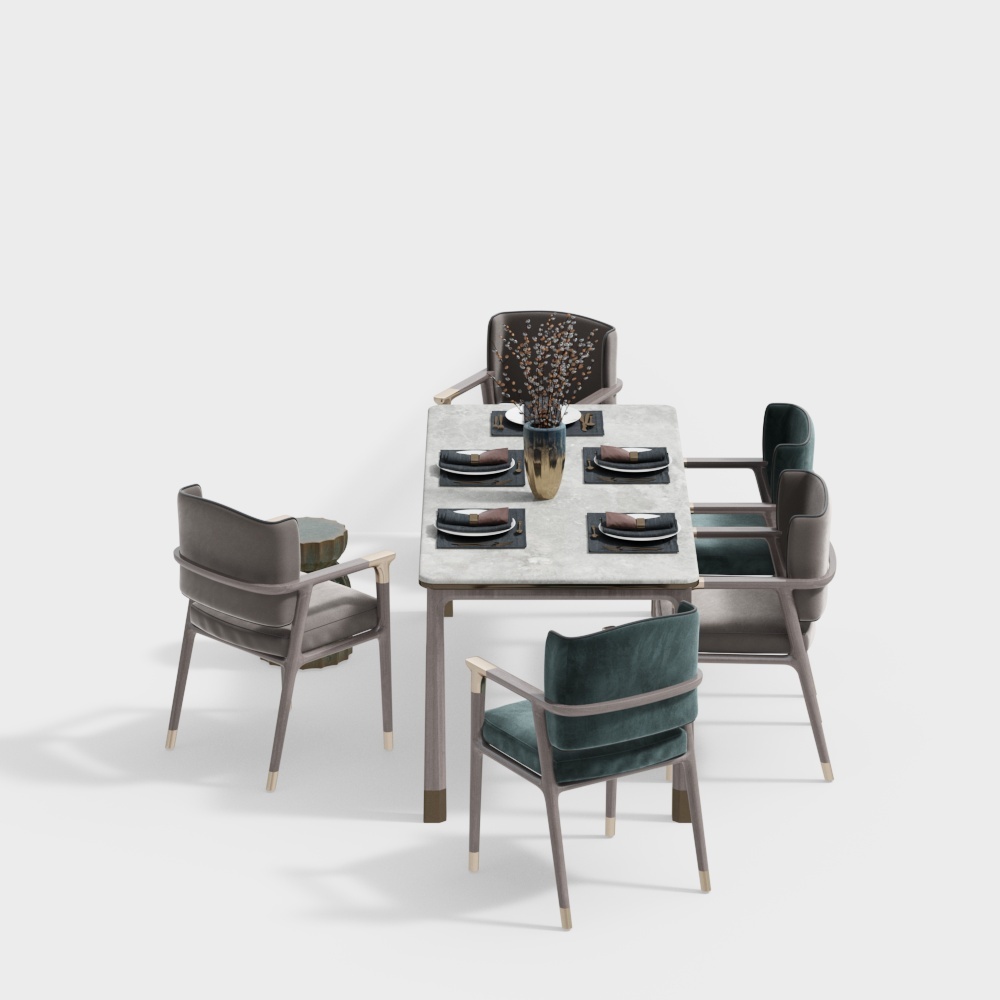 Bộ bàn ăn sang trọng giá cả phải chăng kiểu Trung Quốc mới - Bộ bàn ghế ăn vuông