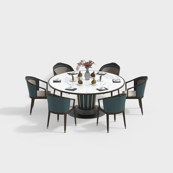 Elegant Round Dining Table 3D model for Modern Interiors