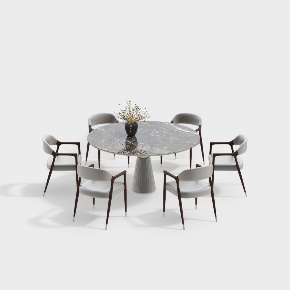 Stylish Minimalist Dining Table and Chair Set 3D model