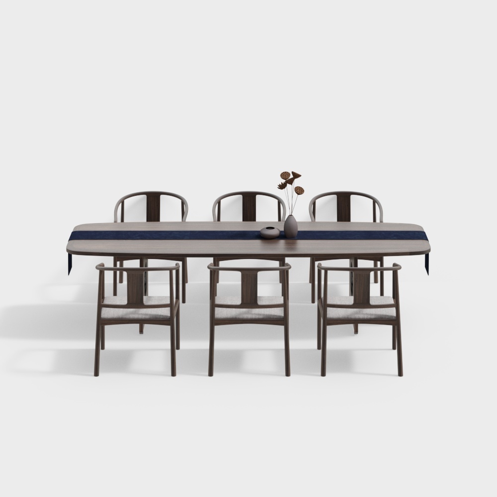 Neo-Chinese Dining Set - Square Dining Table Chair Set