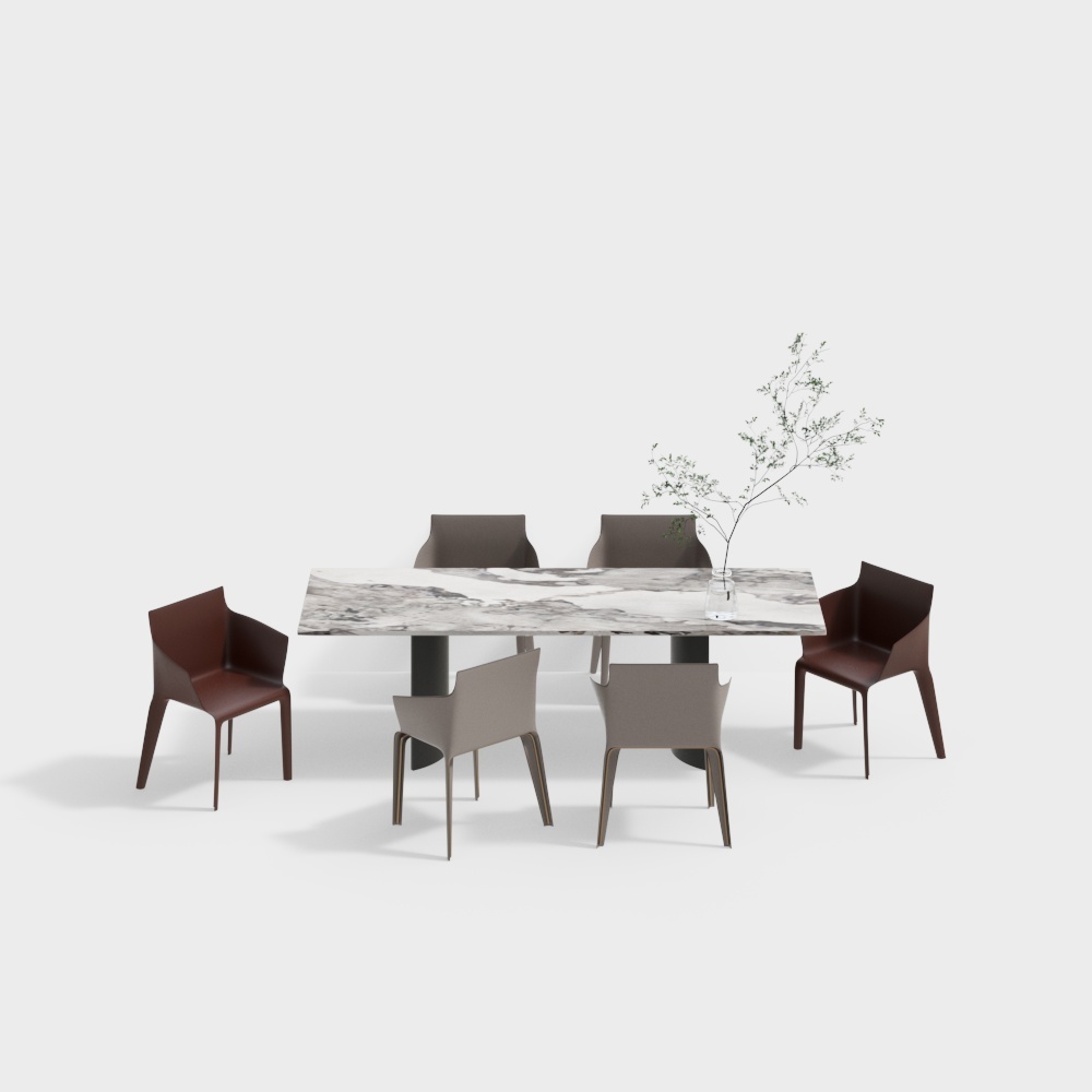 Modern Dining Set - Marble Dining Table Chair Set