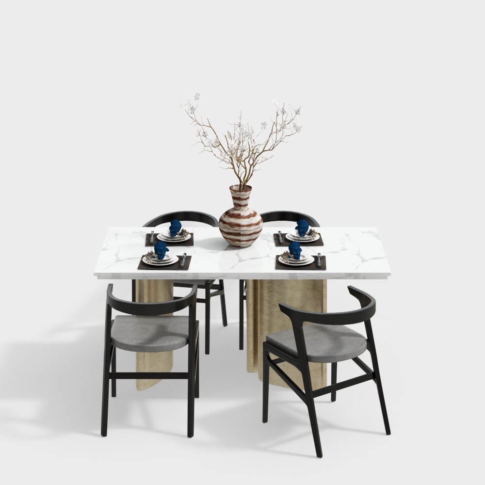 ชุดรับประทานอาหารนีโอจีนแบบโมเดิร์น - ชุดโต๊ะเก้าอี้หินอ่อน