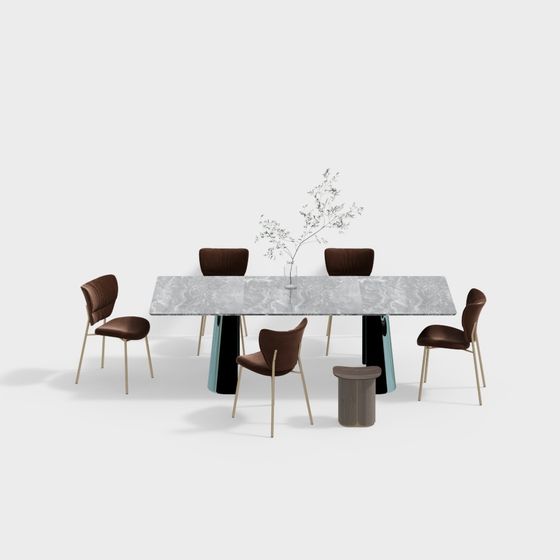 Chic Dining Table and Chair Set 3D model for Urban Homes