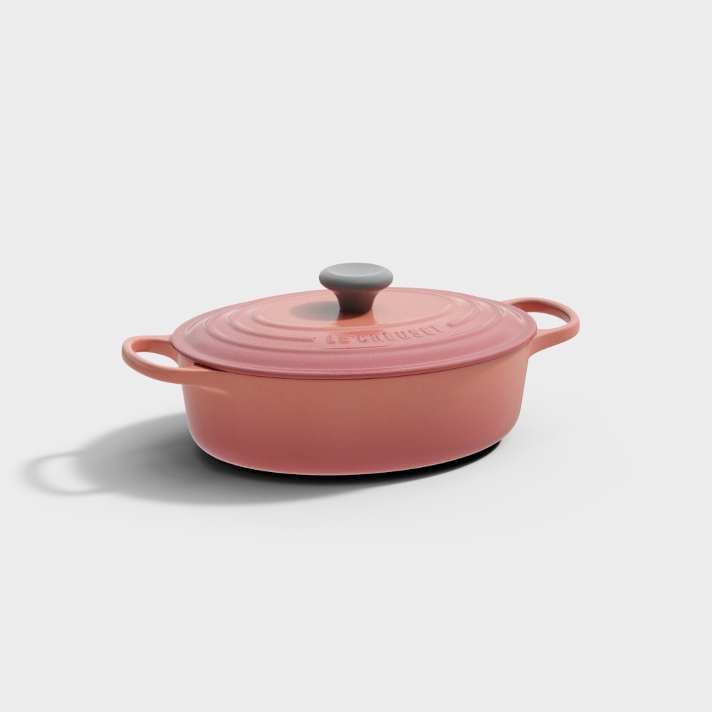 French round pot - red pot Enamel