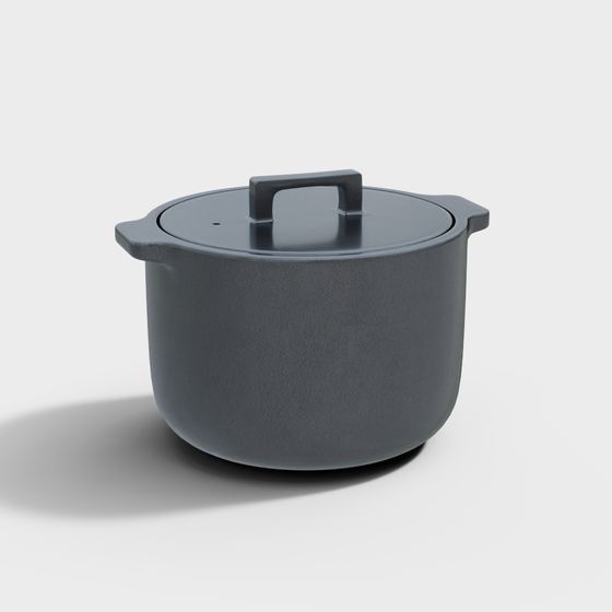 Modern Round Pot 3D Model for Kitchen Use