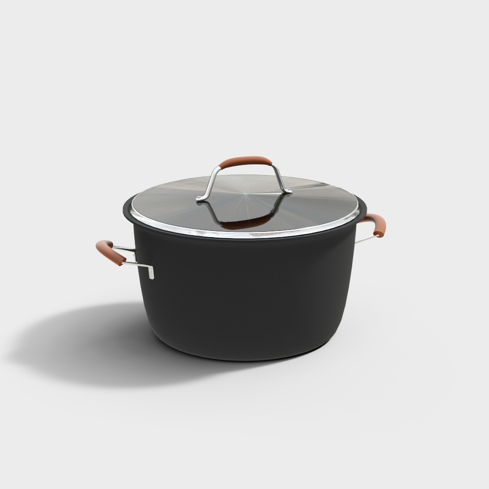 Stylish Cast Iron Pot 3D Model for Modern Kitchens