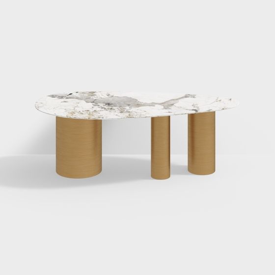 Stylish Marble Round Table 3D model for Interiors