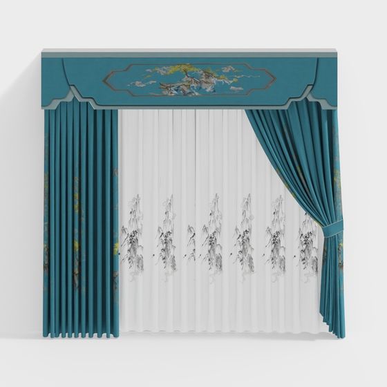 Elegant Chinese Curtain 3D model