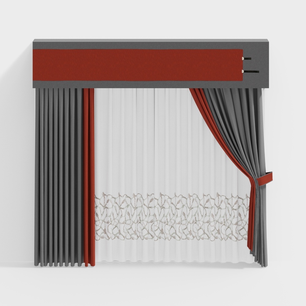Elegant Low-Poly Curtain 3D Model Design