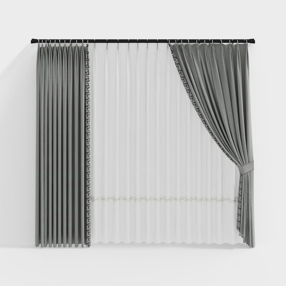 Stylish Low-Poly Curtain 3D model for Modern Interiors