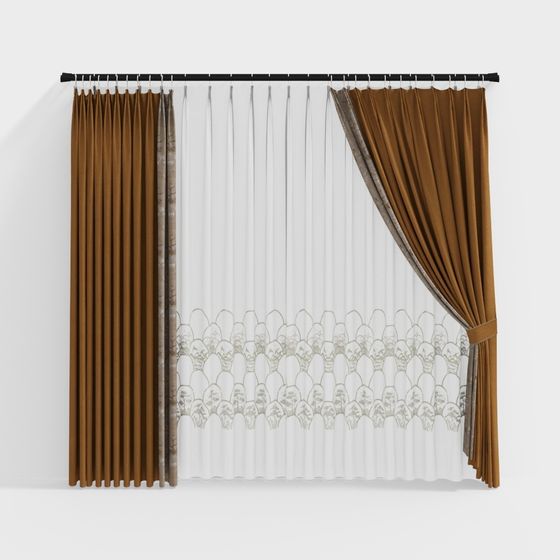 Charming 3D Curtain Model for Contemporary Interiors