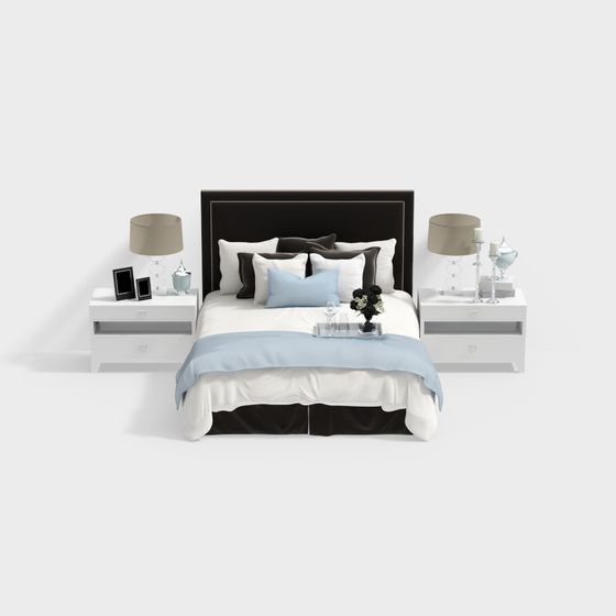 Elegant Low-Poly Bed 3D Model for Modern Interiors