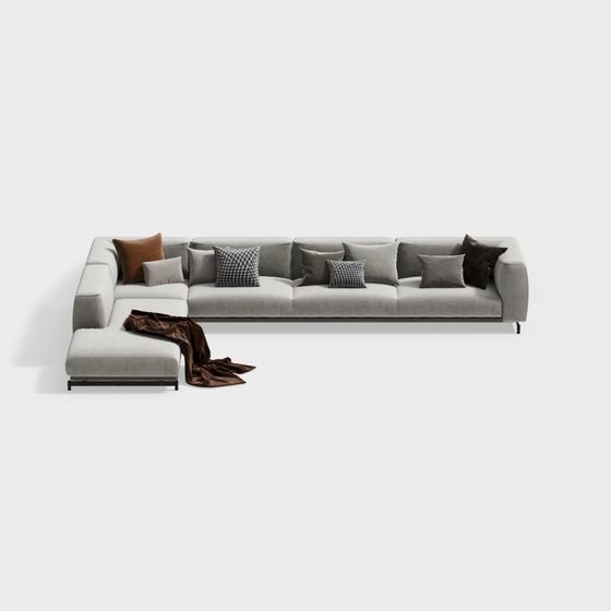 Elegant Low-Polygon Sofa 3D Model for Modern Spaces