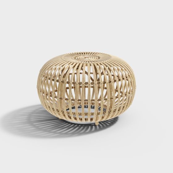 Rattan Round Stool 3D model