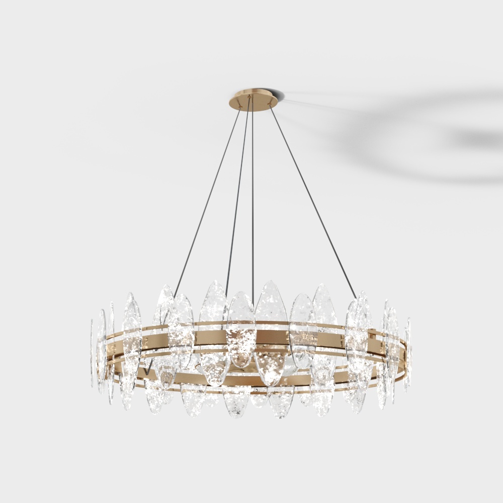 Elegant Low-Poly Crystal Chandelier – Gold & Crystal Design