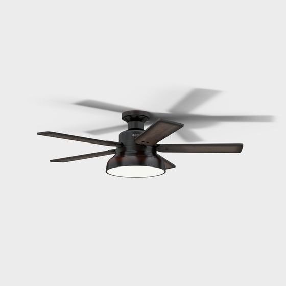 Elegant Low-Poly Ceiling Fan 3D model