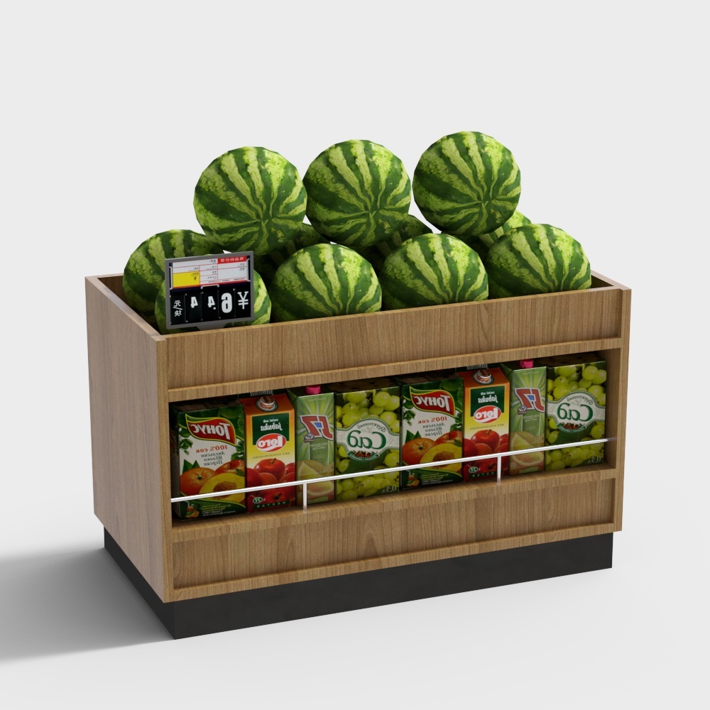 Stylish 3D Model of Fruit Display Cabinet