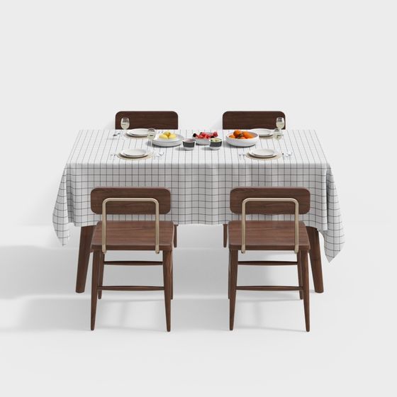 Elegant Dining Table and Chair Set 3D model for Modern Decor