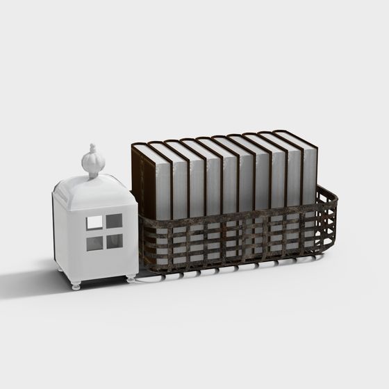 Vintage Bookshelf 3D model with Low Poly Design