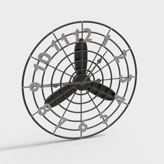 Industrial Style Metal Clock 3D Model