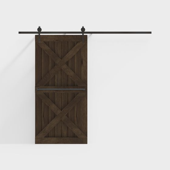 Rustic Barn Door 3D model with Low-Poly Design