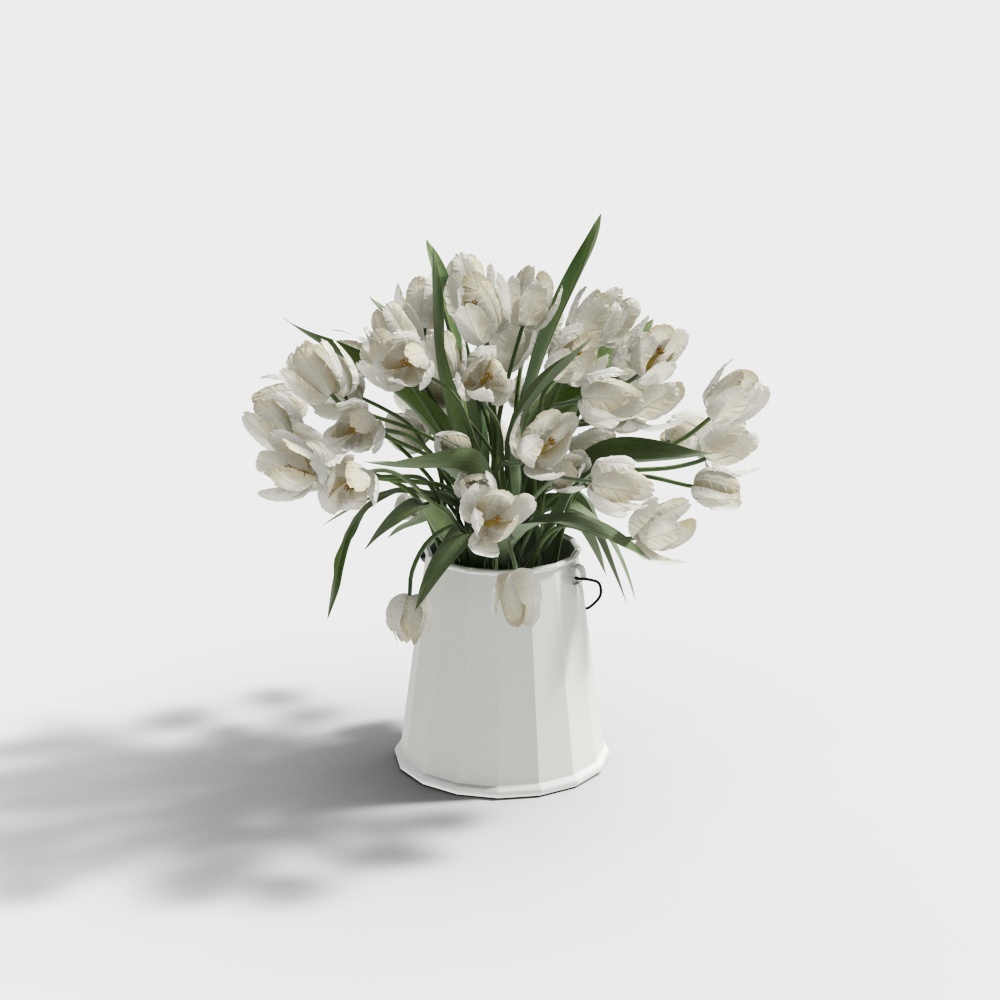 Brandy white flowers vase
