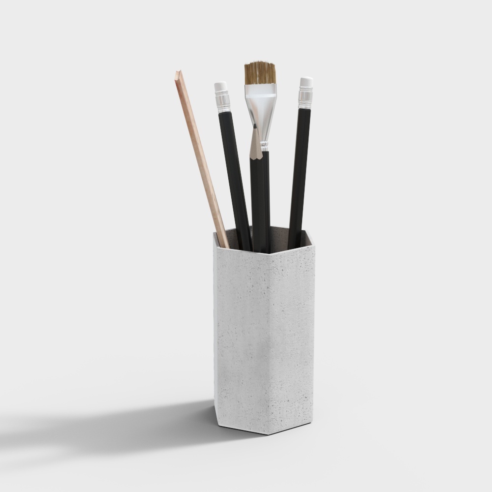 Unique Concrete Pencil Holder 3D model