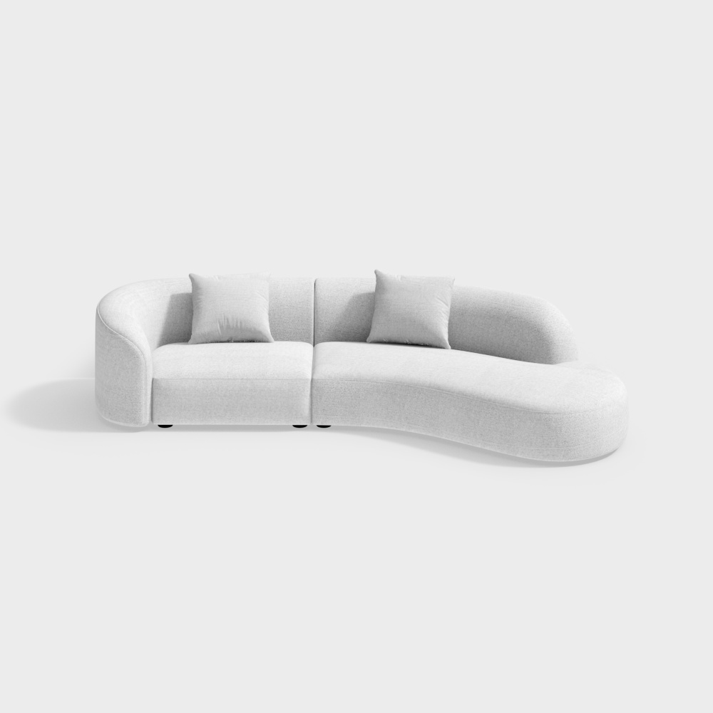 Stylish Curved Sofa 3D model for Modern Living Spaces
