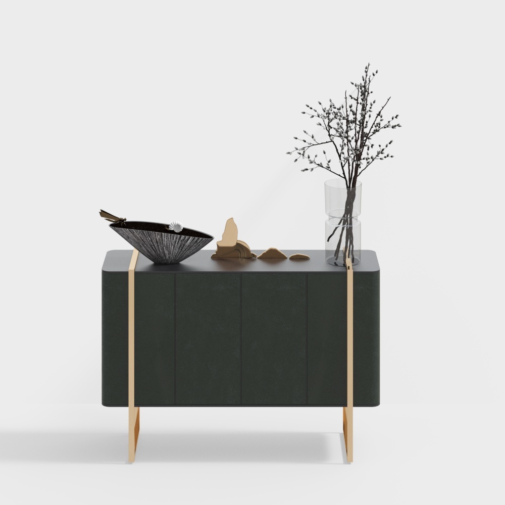 Urban Green Cabinet 3D Model – Low-Poly Interior Decor