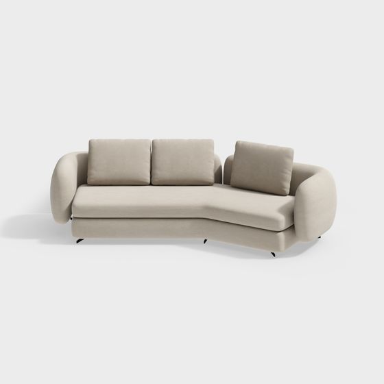 Stylish Curved Sofa 3D model for Modern Interiors