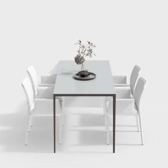 Minimalist Dining Table and Chair Set 3D model