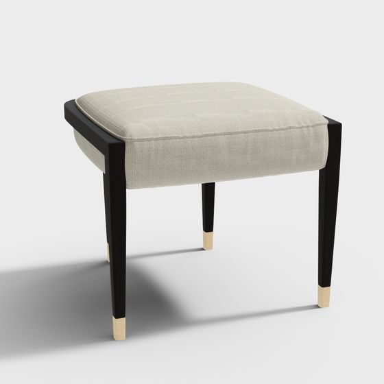 Elegant Square Ottoman 3D model for Modern Interiors