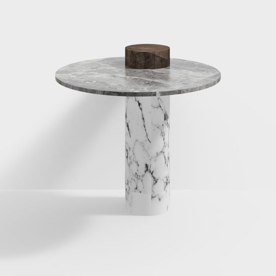 Stylish Marble Round Table 3D model for Modern Interiors