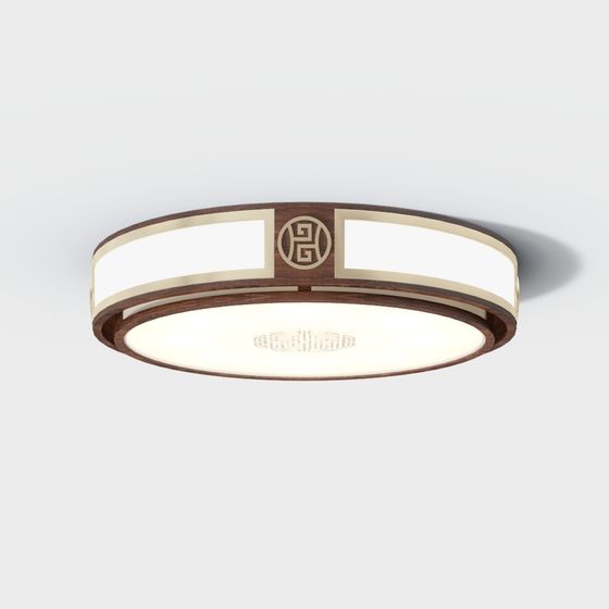 Beige and Golden Modern Ceiling Light 3D Model