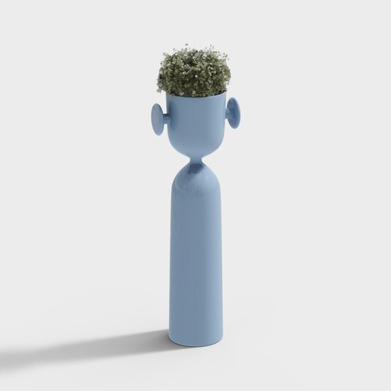 Green Plant Human-shaped Vase 3D model