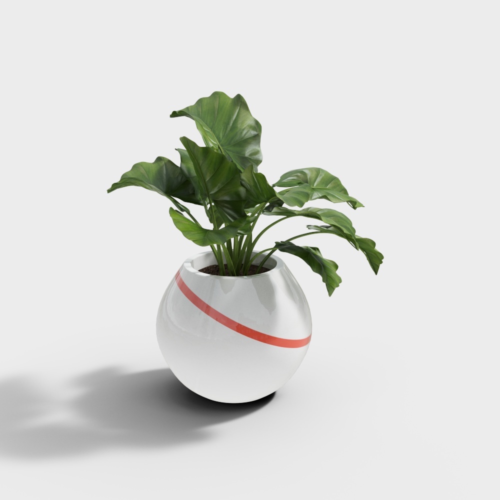 Chậu hoa hình cầu đường tròn cam đỏ bằng sợi thủy tinh trắng