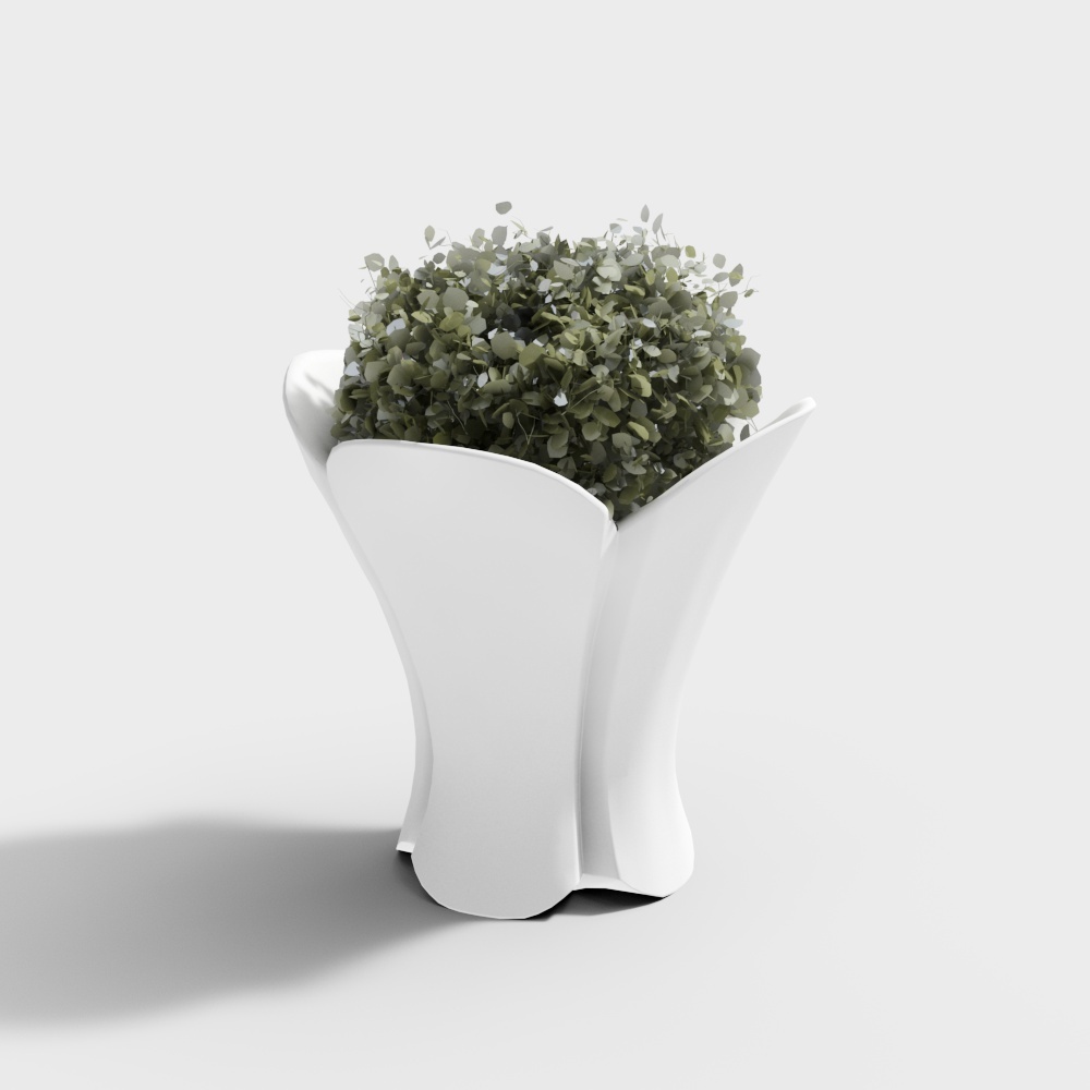 Fiberglass white petal flowerpot